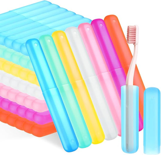 70 Pieces Travel Toothbrush Case, 7 Colors Portable Toothbrush Storage Holder Bulk Plastic Dust Proof Toothbrush Cover Protector Holder for Outdoor Trip Home Camping School