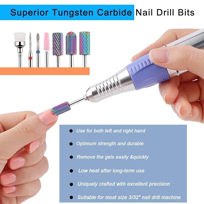 Makartt Nail Tool Sterilizer Bundle with Nail Drill Bits, 7Pcs Tungsten Carbide Nail Drill Bit
