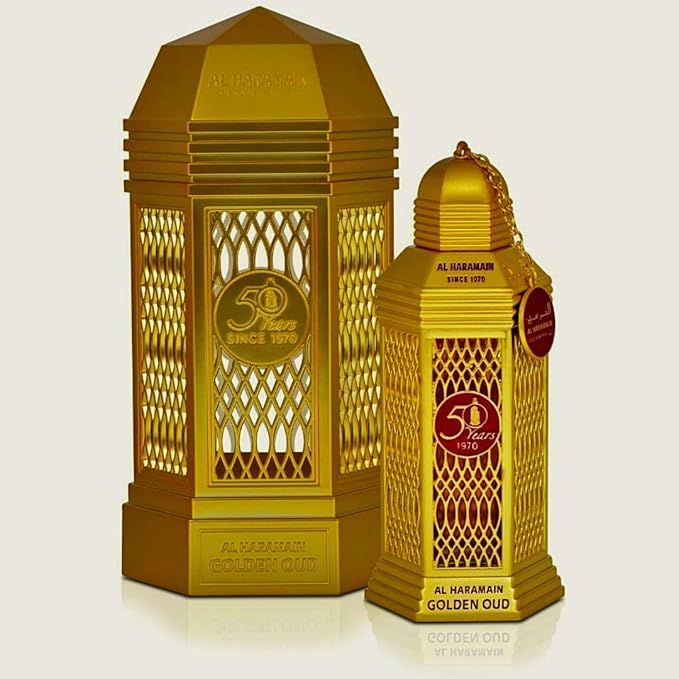 Al Haramain Golden Oud - Perfume for Women and Men - Amber Spicy fragrance - Timeless Elegance with Notes of Thyme and Sandalwood - 3.4 oz EDP Spray