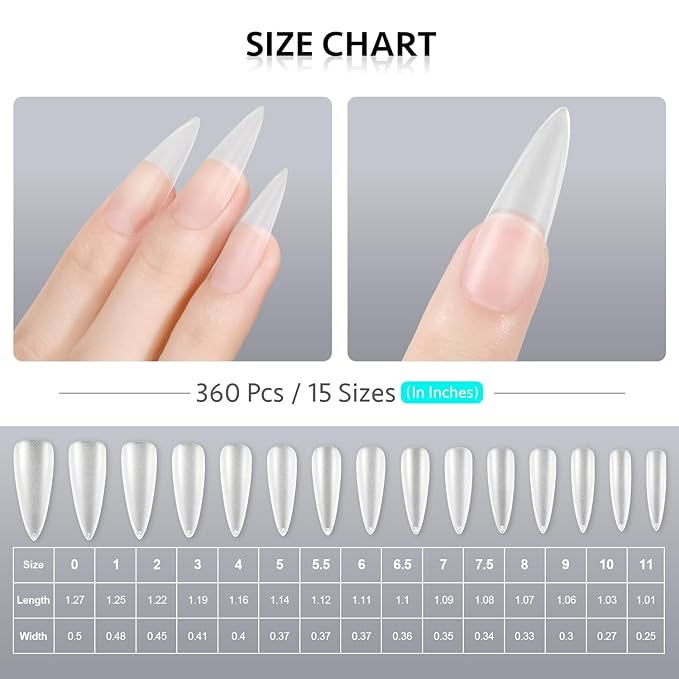 GAOY 42 Pcs Gel Nail Polish Kit, All Seasons Gel Nail Polish Set with Glossy & Matte Top Coat and Base Coat, with Medium Stiletto Fake Nail Tips, 360Pcs Matte Soft Gel X Nail Tips