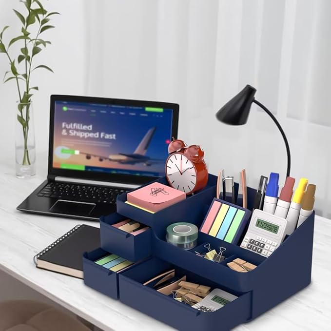 Makeup Organizer with Drawers, Countertop Organizer for Vanity, Bathroom and Bedroom Desk Cosmetics Display Case for Brushes, Lotions, Perfumes, Eyeshadow, Lipstick and Nail Polish