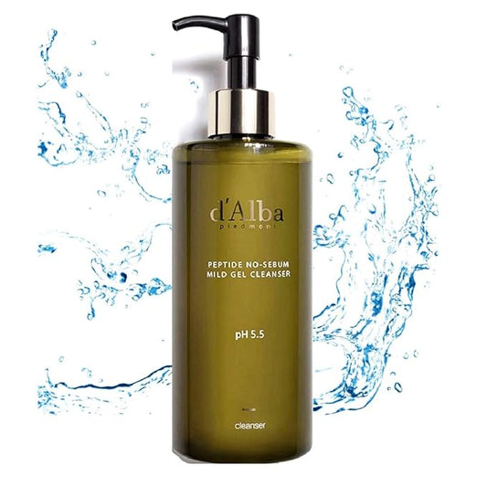 D'Alba Peptide No-Sebum Mild Gel Cleanser Korean Face Wash pH balancing for sensitive and dry skin White Truffle Ingredients