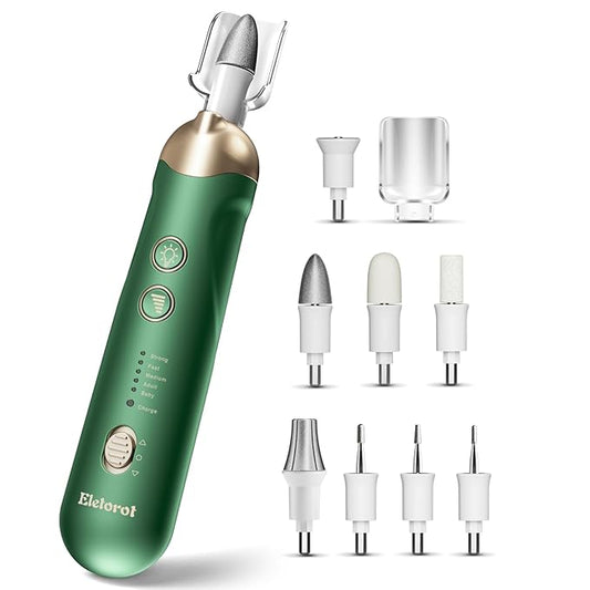 Manicure Kit for Women Men Baby: Eletorot Professional Pedicure Nail File, 8 in 1 Electric Nail File Set, Cordless Pedicure Tools for feet, 5 Speeds Manicure Set, Toe Nail Grinder Kit for Thick Nails