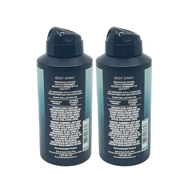 Bath and Body Works Men's Collection Freshwater Deodorizing Body Spray 3.7 Oz. 2 Set.