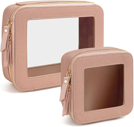 Clear Makeup Bag, Small Makeup Bag TSA Approved Toiletry Bag Cosmetic Travel Bag Cute Makeup Bag Organizer Makeup Case Pouch Car Essentials for Women Men