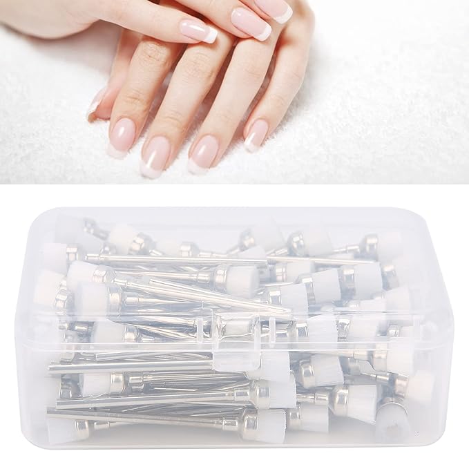 100pcs Nail Drill Bit Cleaning Brush - Nail Polishing Head Cleaner Stainless Steel Nail Head Cleaning Brush Nail Dust Brush Cleaner Manicure Tool Accessory for Manicure Pedicure(03)