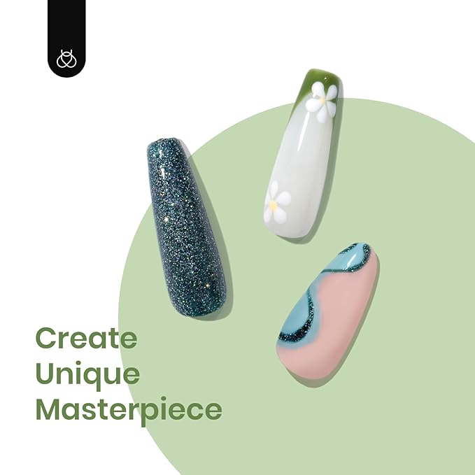 Beetles Spring Gel Nail Polish Set - 6 Colors Green Blue Glitter Gel Nail Polish Gel Soak off Uv Gel Polish Nail Art Manicure Gifts for Women