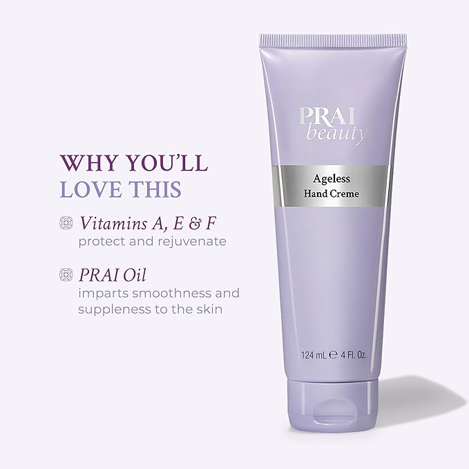 PRAI Beauty Ageless Hand Cream - Hand Lotion for Dry Hands And All-Skin Types - Nourishing Natural Formula Hand Lotion for Women