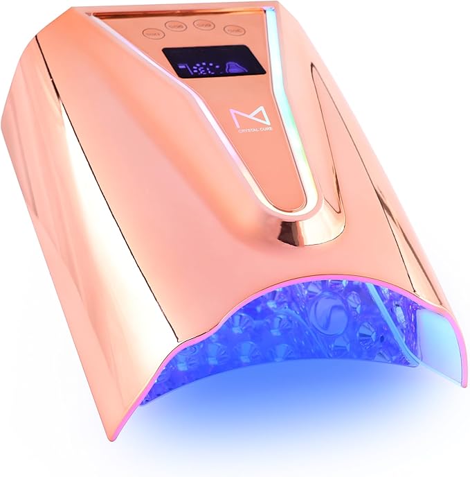 M - Crystal Cure 128W UV/LED Nail Lamp | Fast Curing with 45 Powerful LEDs | Cordless, Rechargeable, Auto Sensor |Gift Mom Professional Gel Nail Dryer for Manicures & Pedicures (Rose Gold)