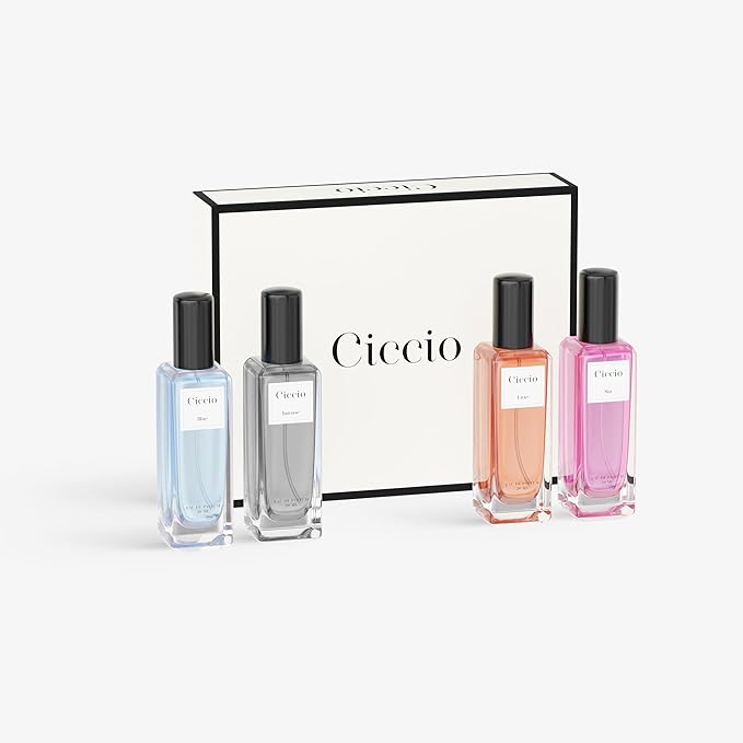 CICCIO Unisex Eau De Parfum Gift Set for Men & Women, 4 x 20ml Bottles Blue, Intense, Luxe & Sin, Premium Fragrance Set, Fresh Citrus, Floral & Woody Notes, Gift Set