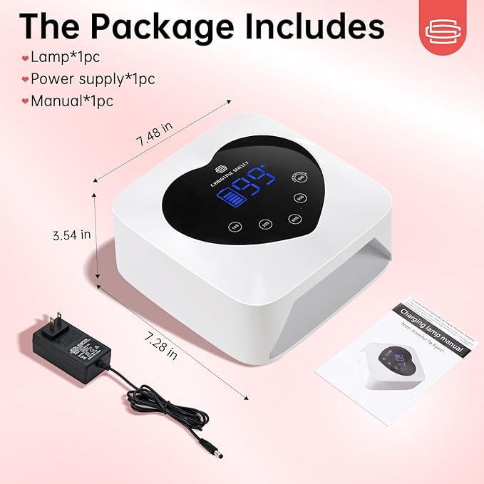 UV Light for Gel Nails, 72W Rechargeable Wireless Nail Lamp Gel Polish Light with 5 Timer Setting Professional Quick Dry Curing Lamp with Display Auto Sensor for Salon & Home, White