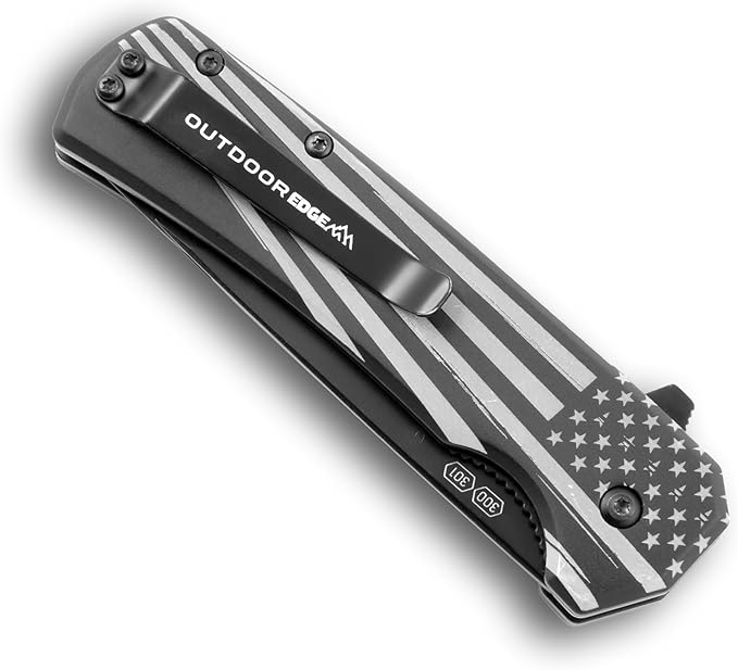 OUTDOOR EDGE RAZOR VX5 | Black American Flag | Replaceable Blade EDC Folding Pocket Knife | 3" Blade, Ceramic Ball Bearings, Carbon Fiber Handle, Reversible Pocket Clip | Cool Knife for Men