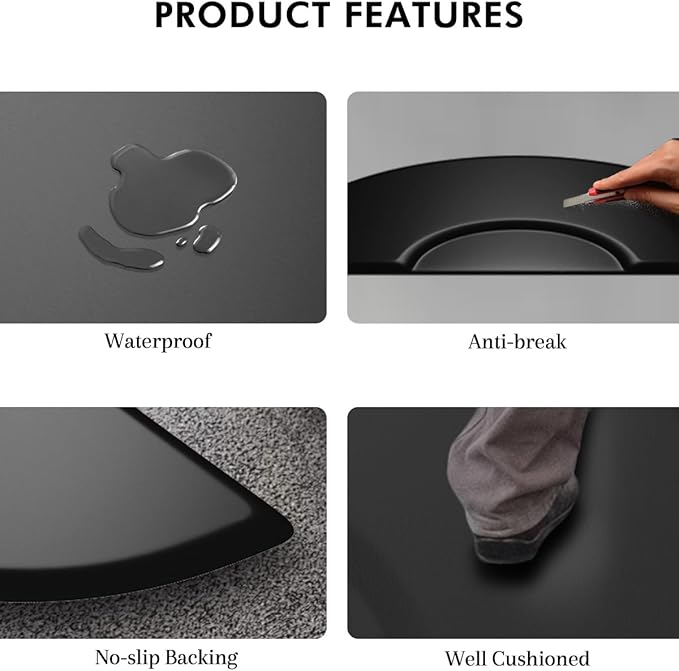 Artist hand 3 ft. x 5 ft. Barber Chair Mat Salon & Barber Shop Chair Anti-Fatigue Mats Comfort Salon Chair Mat,Black Semi Circle - 1/2 in. Thick,2 PCS