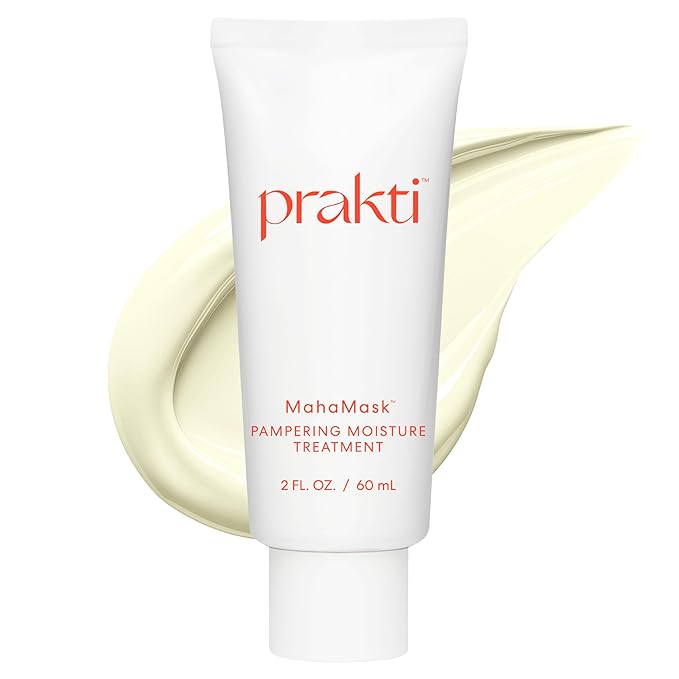 Prakti MahaMask Pampering Moisture Treatment with Turmeric Butter, Amla Oil & Hyaluronic Acid, Deeply Hydrates, Plumps & Smooths Fine Lines, 2 fl.oz