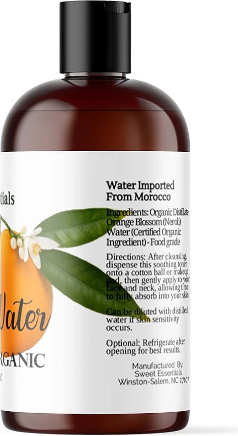 Premium Organic Moroccan Orange Blossom (Neroli) Water | 4oz Imported From Morocco | Food Grade | Packed With Natural Antioxidants | Perfect for Reviving, Hydrating and Rejuvenating Your Face and Neck