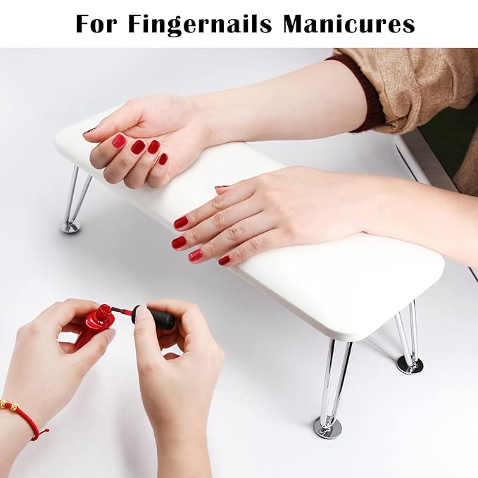 Big Arm Rest for Nails, Microfiber Leather Hand Rest for Nail Tech Salon Home Use Manicure Hand Rest Stand (White)