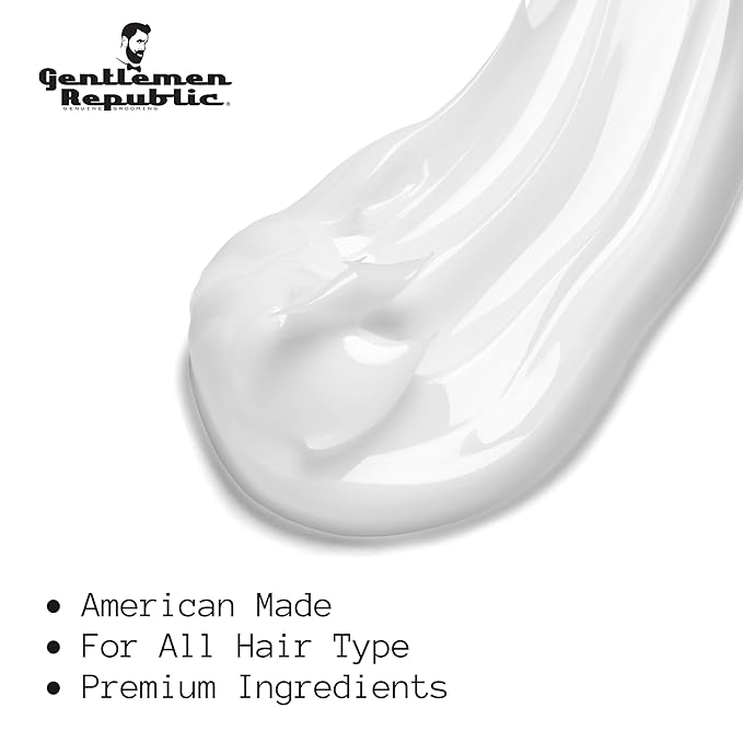 Gentlemen Republic 64oz Refined Hair Gel for Men - Premium Gel For Men Humidity Resistant & Alcohol-Free - All Day Shine and Hold for All Hair Types and Never Flakes - Made in the USA