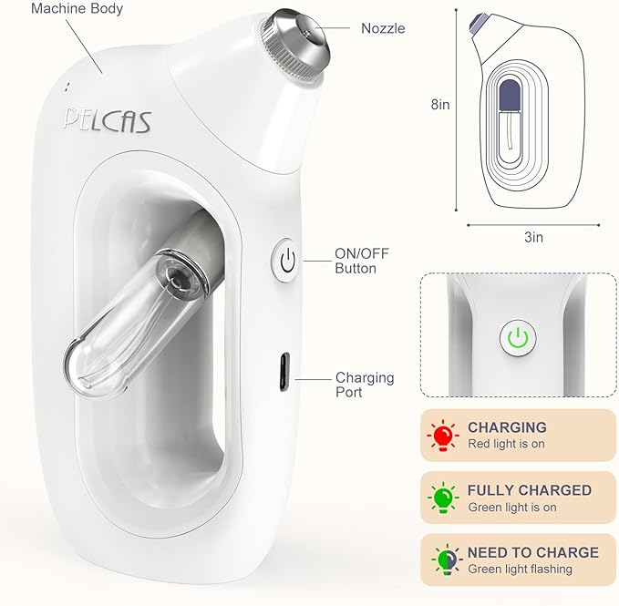 PELCAS Cordless Facial Mister, 0.2mm Nano Facial Mist Sprayer, 65Kpa Oxygen Facial Machine, Airbrush for Skincare, Serum, Toner, Facial Essence SPA at Home