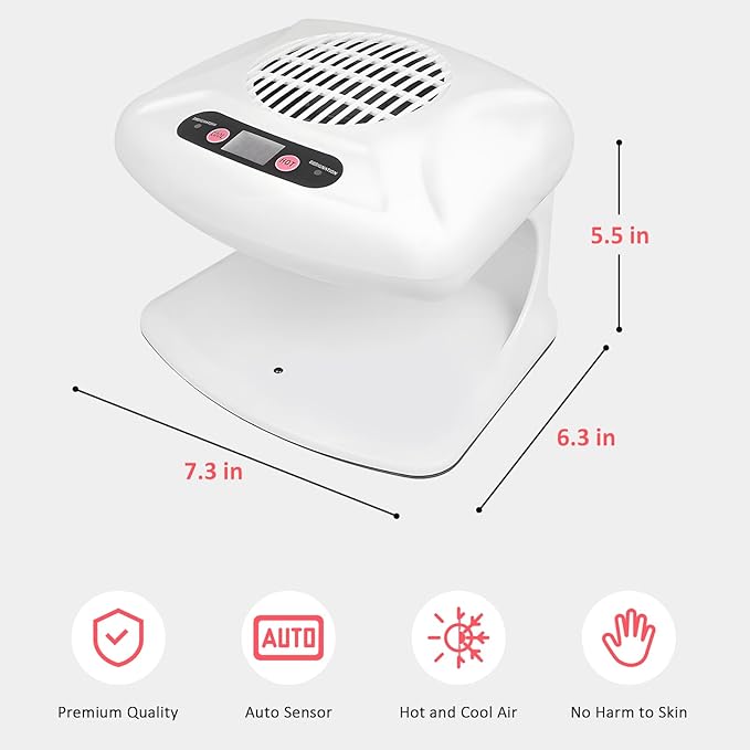 Nail Dryer for Regular Polish, 200W Nail Drying Fan with Sensor and Hot and Cool Air for Home Use
