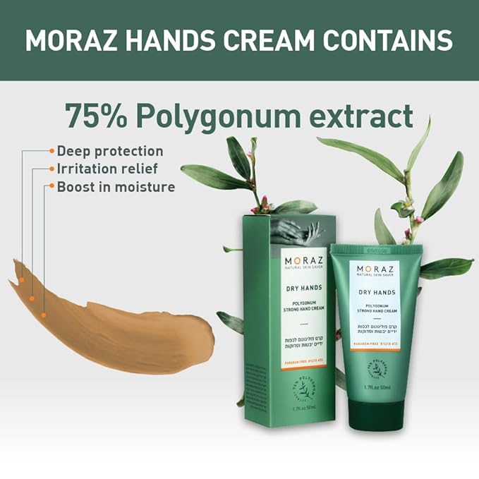 Moraz Herbal Hand Cream For Dry Cracked Hands with Polygonum Extract – Cruelty-Free Hand Moisturizer for Extremely Dry & Rough Skin – Paraben-Free & Herbal-Rich Hand Lotion for Women & Men, 8.5 Fl Oz