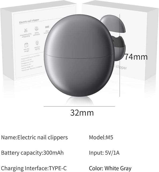 Electric Nail Clipper for Baby, Adults & Seniors - Safe USB Rechargeable Nail Trimmer with LED Light & Adjustable Speed - Gentle & Precise Nail Care Tool for All Ages