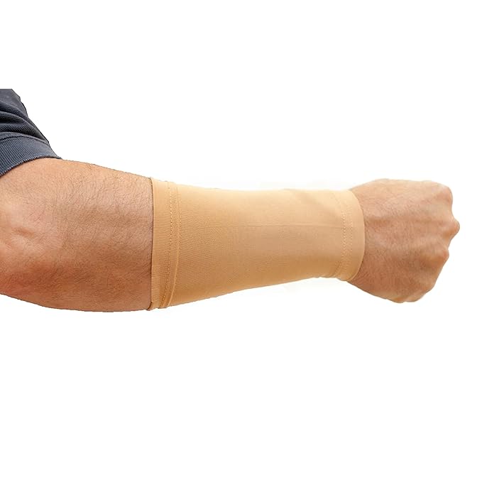 Tattoo Cover Up Concealer Sleeve, 2-PACK, Lower Arm or Ankle coverage, UPF 50 Protection, Slip Free, for Men & Women (Unisex), TAN, ONE SIZE