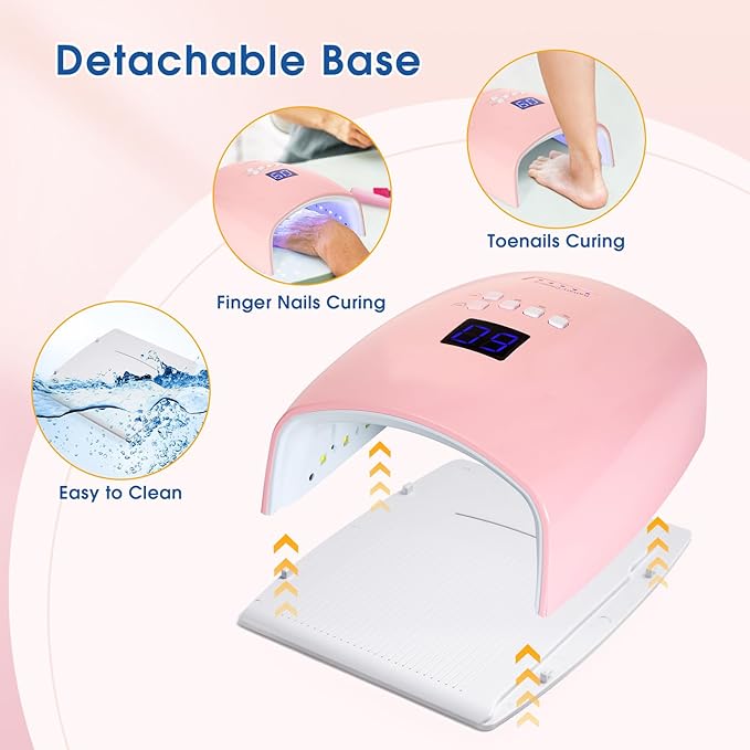 Cordless Nail Lamp, 48W Rechargeable Wireless UV Led Nail Lamp UV Gel Nail Light Nail Dryer with Auto Sensor, Professional Quick Dry Nail Curing Lamp for Salon & Home