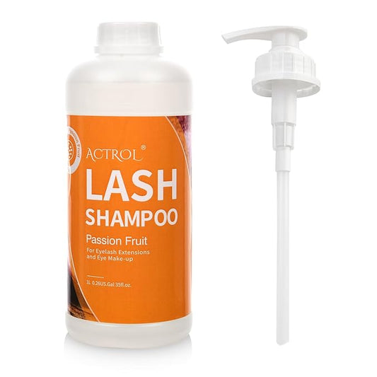Eyelash Extension Cleanser Passion Fruit 1L Natural Lash Extension Shampoo Professional Eyelid Foaming Cleanser Paraben & Sulfate Free Non-lrritating with Salon and Home Care