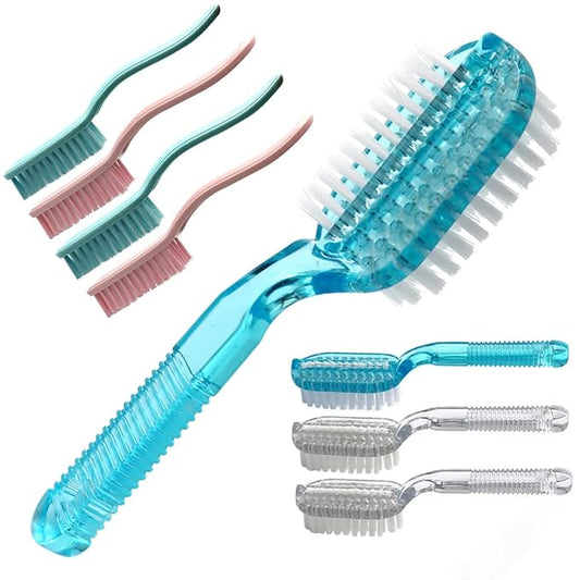 Handle Grip Foot Brush Two Sided Fingernail Brush Curved Handle Foot Brush Home Laundry Cleaning Shoes Clothes Toes Nails Scrubber,8 PCS