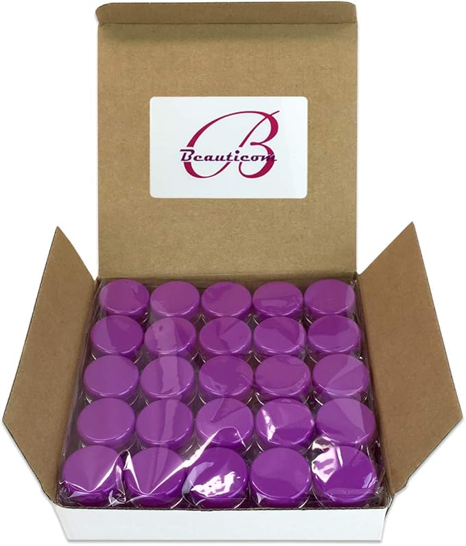 Beauticom 5G/5ML Round Clear Jars with Purple Lids for Cosmetics, Medication, Lab and Field Research Samples, Beauty and Health Aids (Quantity: 200 Pieces)