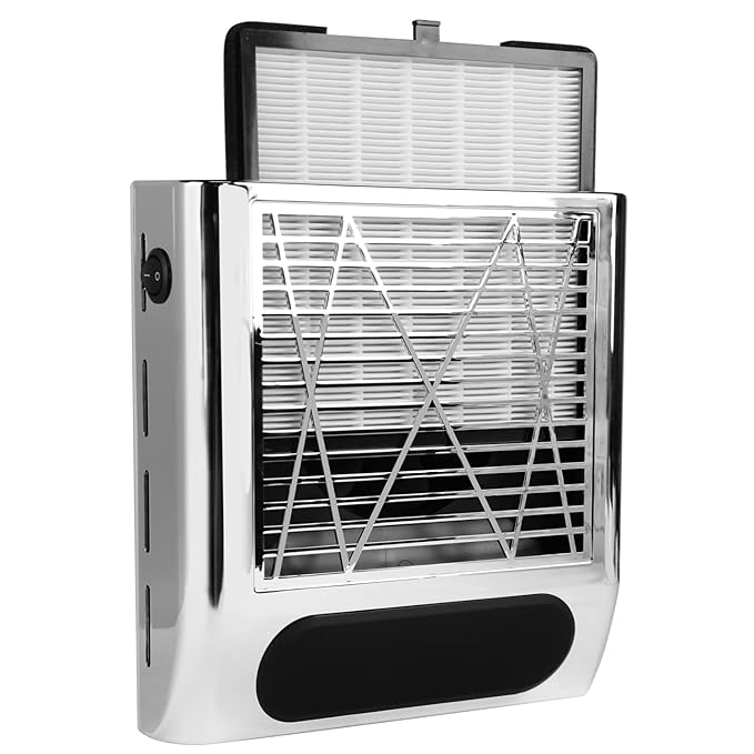 CoFashion Silver Nail Dust Collector & 2pcs Nail Dust Collector Filters-80w Nail Vacuum Dust Collector for Manicure, 2pcs Reusable Filter Replacement