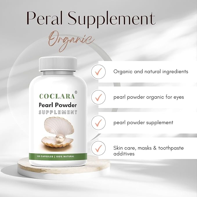 Pearl Powder Capsules for Eye Health & Skin Support - 120 Capsules, 100% Pure, All Natural, Organic