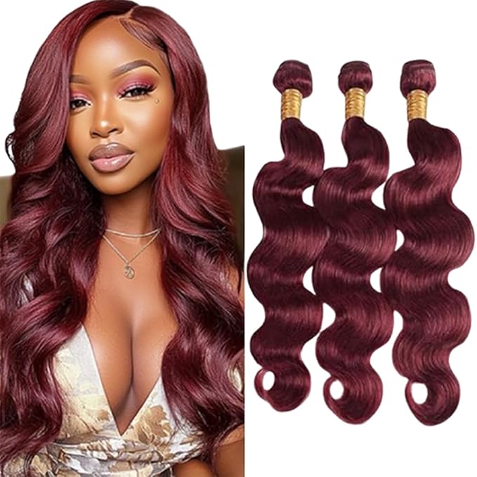 Burgundy Body Wave Bundles Human Hair Color 99j Body Wave Bundles Wine Red Brazilian Human Hair Wet and Wavy Soft Silky for Black Woman 12 12 12 Inch
