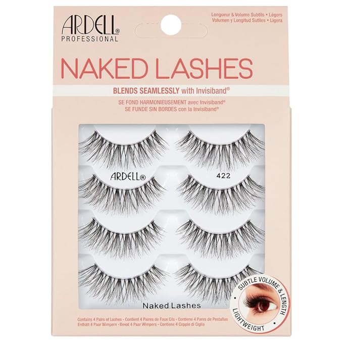 Ardell Strip Lashes Naked Lashes #422 - Invisiband, Comfortable False Eyelashes, 2 Pack