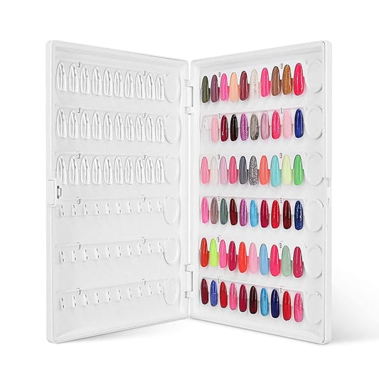 Nail Color Display Book Nail Swatch, C10 Plastic Nail Sample Display Book Nail Gel Color Card Book with Transparent Replacement Nails, No Need Pasting, No Need Glue (C10)