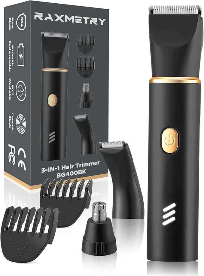 Manscape Body Hair Trimmer for Men-3 IN 1 Electric Razor Groin Groomer,IPX7 Waterproof,Versatile Hair Trimmer for Ball/Pubic/Chest/Beard/Nose Hair Trimmer,USB-C Rechargeable,Gifts for Him Dad