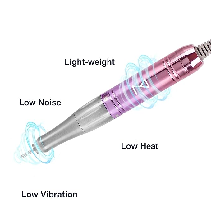 M Mase- Professional Nail Drill Machine - 2-in-1 Nail File - Cordless, 35000 RPM, HD Display - Gift for Her - Electric Nail Drill for Professional & Home Use (Pink Gold)