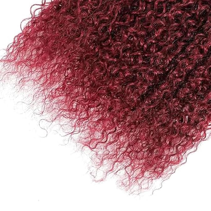 Color 99j Curly Hair Bundles Burgundy Curly Bundles 8a Grade Double Weft Weave Extensions Brazilian Human Hair Soft and Silky for Black Women 26 28 30 Inch