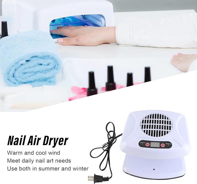 Nail Dryer for Regular Polish, Nail Gel Fast Drying Curing Nail Fan Dryer for One Hands and Single Legged, Nail Drying Fan with Auto Sensor, Hot & Cold Air Nail Dryer Fan