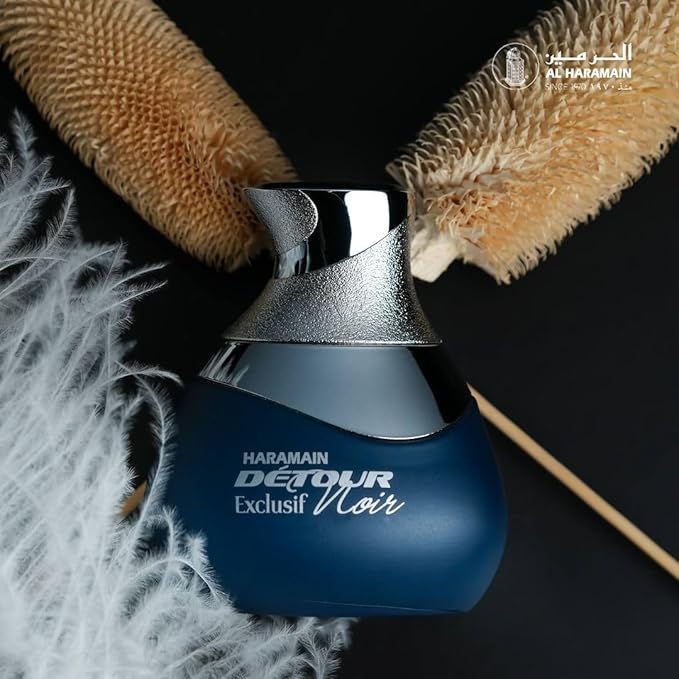 Al Haramain Detour Noir Exclusif for Unisex - Arabian Perfume for Women and Men - Long Lasting Amber Floral Fragrance - Arabic Cologne - Eau de Parfum - 3.33 oz EDP Spray