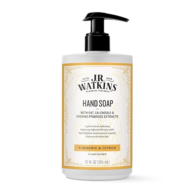 J. R. Watkins Moisturizing Gel Hand Soap, Turmeric & Citron, Plant-Based Ingredients, 12 oz Pump