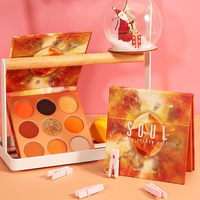 docolor Eyeshadow Palette 9Colors Orange Eyeshadow Gemstone Shadow Palettes Highly Pigmented Mattes Shimmers Naked Smokey Glitter Cream Colorful Powder Blendable Long Lasting Waterproof Makeup Palette