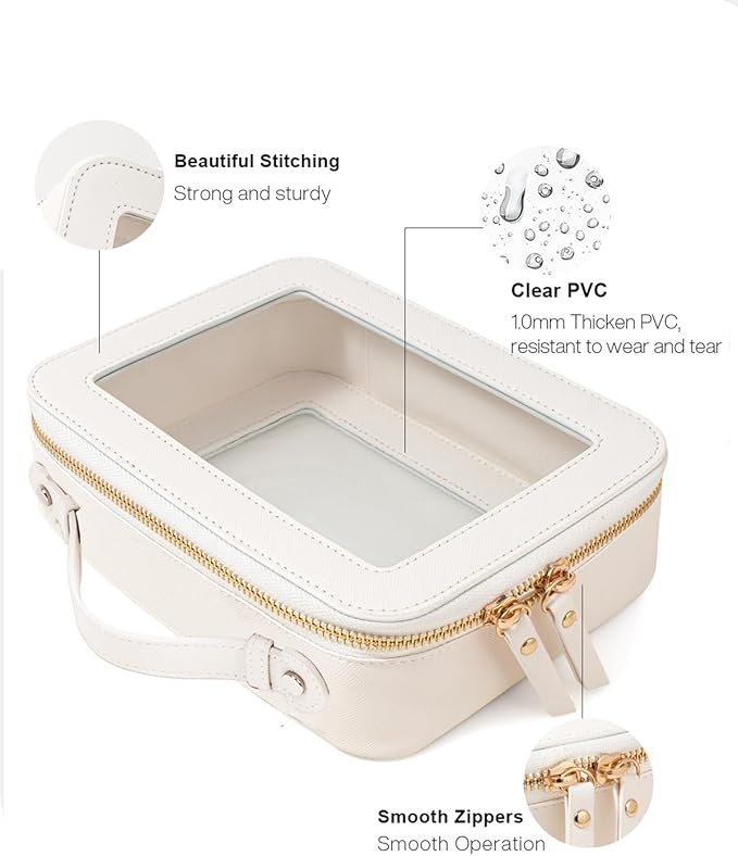 Clear Makeup Bag, Small Makeup Bag TSA Approved Toiletry Bag Cosmetic Travel Bag Cute Makeup Bag Organizer Makeup Case Pouch Car Essentials for Women Men