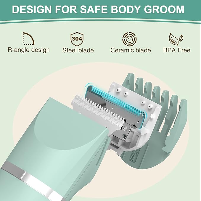 Manscape Bikini Trimmer for Men and Women,IP7X Waterproof Wet/Dry Groin Shaver,Electric Ball Trimmer Pubic Hair Trimmer Shaver,Snap-in Ceramic Blades,Green