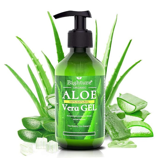 Aloe Vera Gel, 100% Aloe Vera from Freshly Cut Aloe Leaves, Skin Care for Deeply & Rapidly Soothing, Firming, After Shave, Sunburn Relieve, etc
