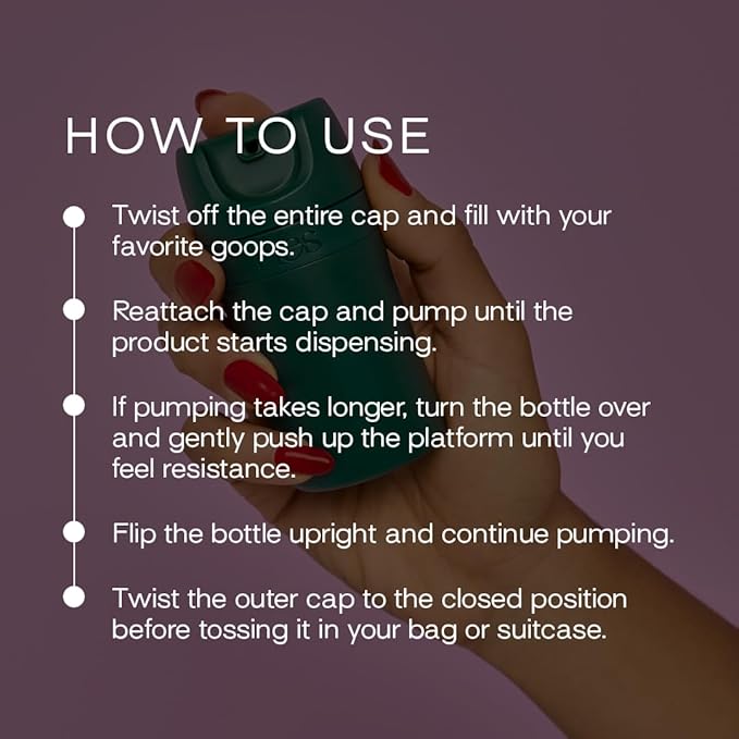 Starter Set Toiletry Travel Bottles – Set of 3 (1.7oz) Airless Pump Containers for Shampoo, Conditioner, Body, Face – Leak-Proof, TSA-Approved, Dishwasher Safe- (Escapade Green)