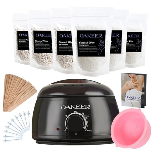 Oakeer 2024 Update Waxing Kit for Fine Hair Removal with 6 Pro Ice Cream Wax Bags for Women's Arms, Facial, Eyebrow, Lips, Bikini Area