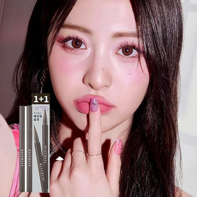 Real Ash Brush Eyeliner, Korean Makeup Liquid Eyeliner, Smudge-proof, Ultra-Fine Tip, Long Lasting Waterproof Liquid Eyeliner 0.04 OZ (Pack of 2) (02 ASH BROWN)