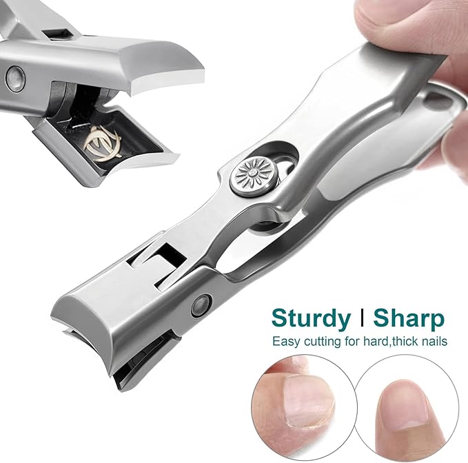 Toe Nail Clippers for Seniors Long Handled Toenail Clippers for Men Thick Nails, Large Ergonomic Ultra Sharp Heavy Duty Stainless Steel, 5pcs Set