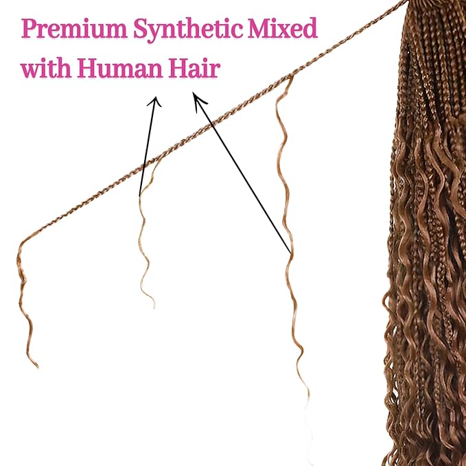 9 Packs Boho Box Braids Crochet Hair 18 Inch Goddess Crochet Box Braids with Human Hair Mixed Curls Bohemian Braid for Black Women